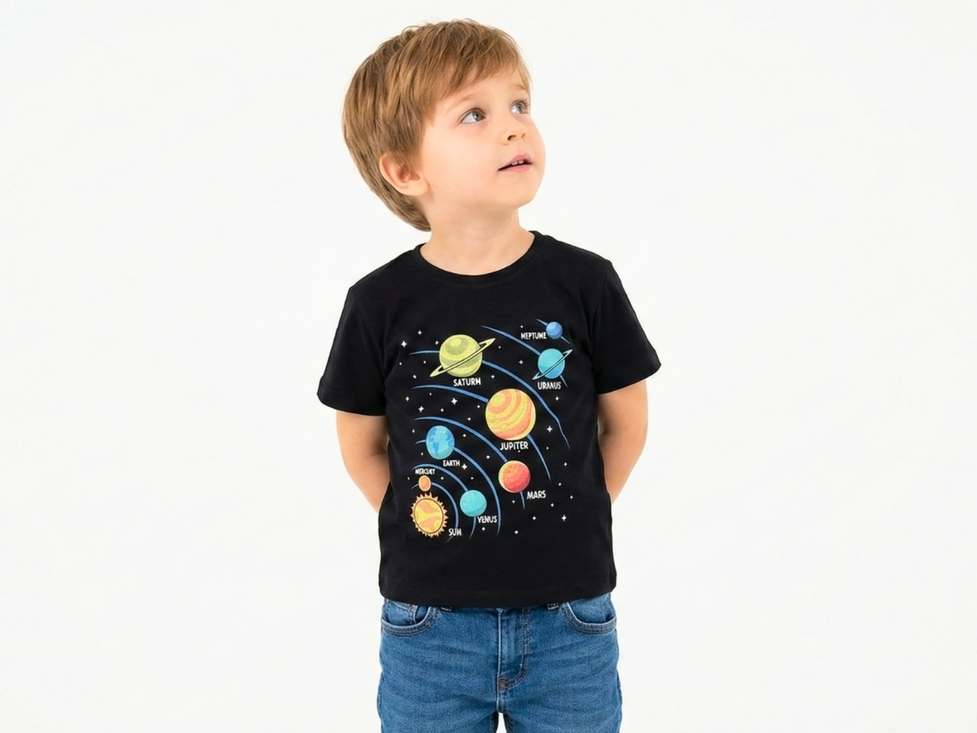 1/5 YAŞ 36/1 KOMPAKT Güneş Sistemi ve Gezegenler Baskılı Erkek Çocuk Tişört