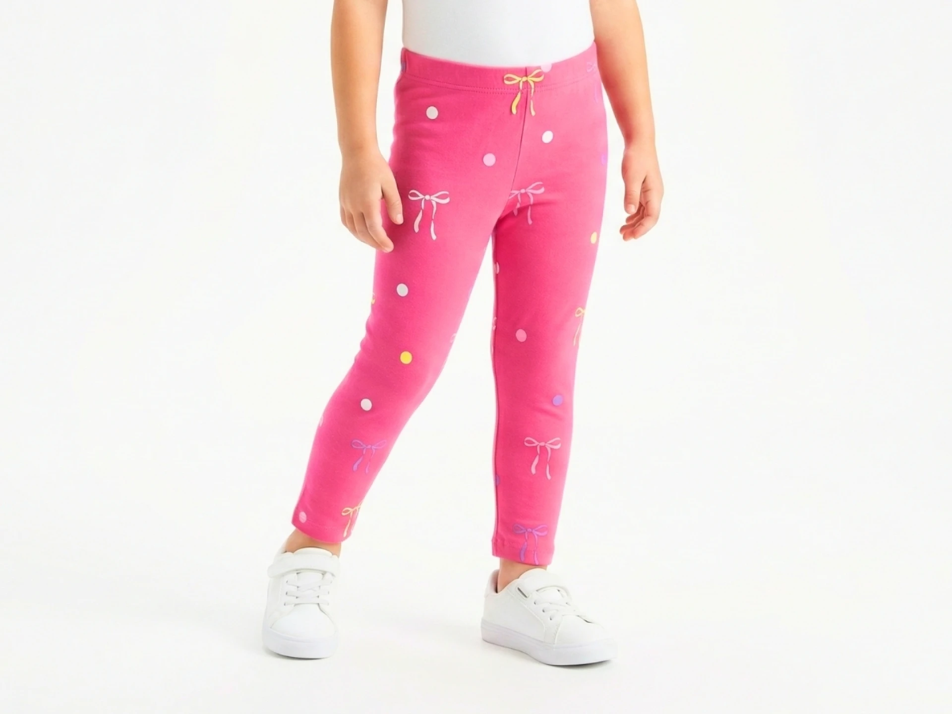 1/5 YAŞ 36/1 KOMPAKT PENYE Renkli Fiyonk ve Puantiye Desenli Kız Çocuk Tayt