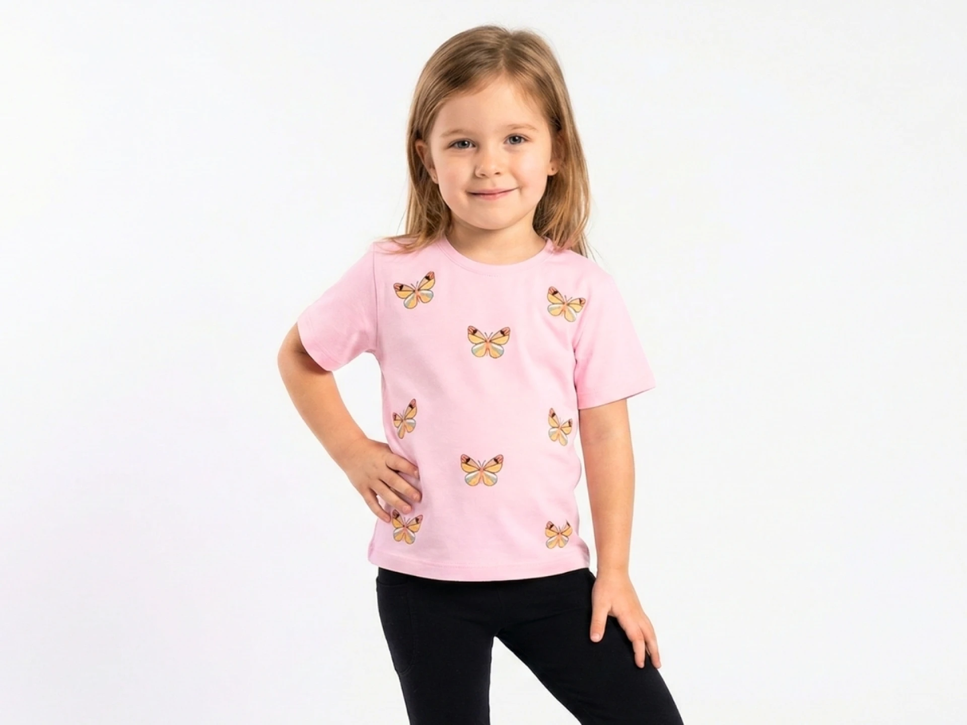 1/5 YAŞ 36/1 KOMPAKT Renkli Kelebek Baskılı Kız Çocuk Tişört
