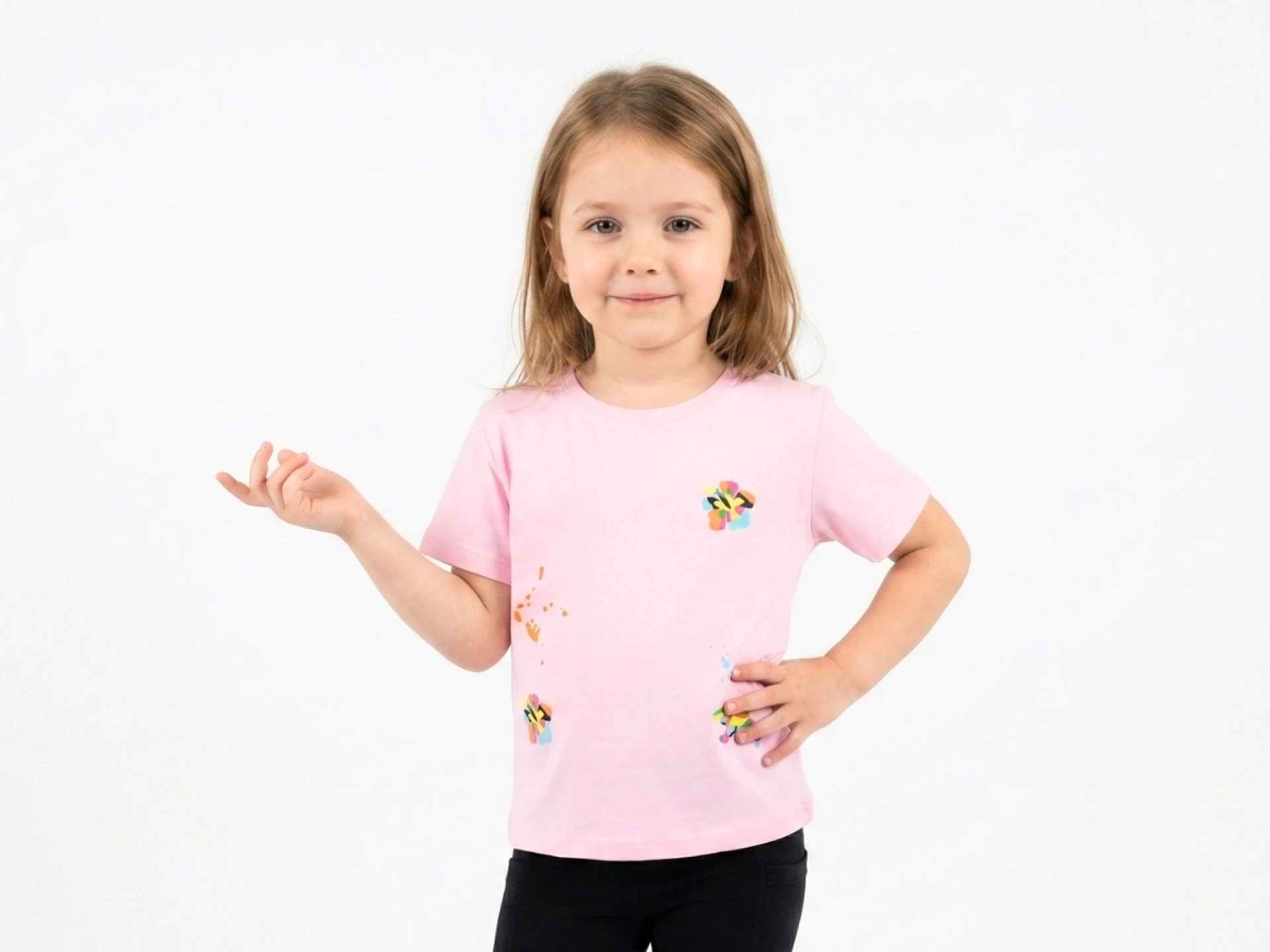 1/5 YAŞ 36/1 KOMPAKT Renkli Tropikal Çiçek ve Kuş Baskılı Kız Çocuk Tişört