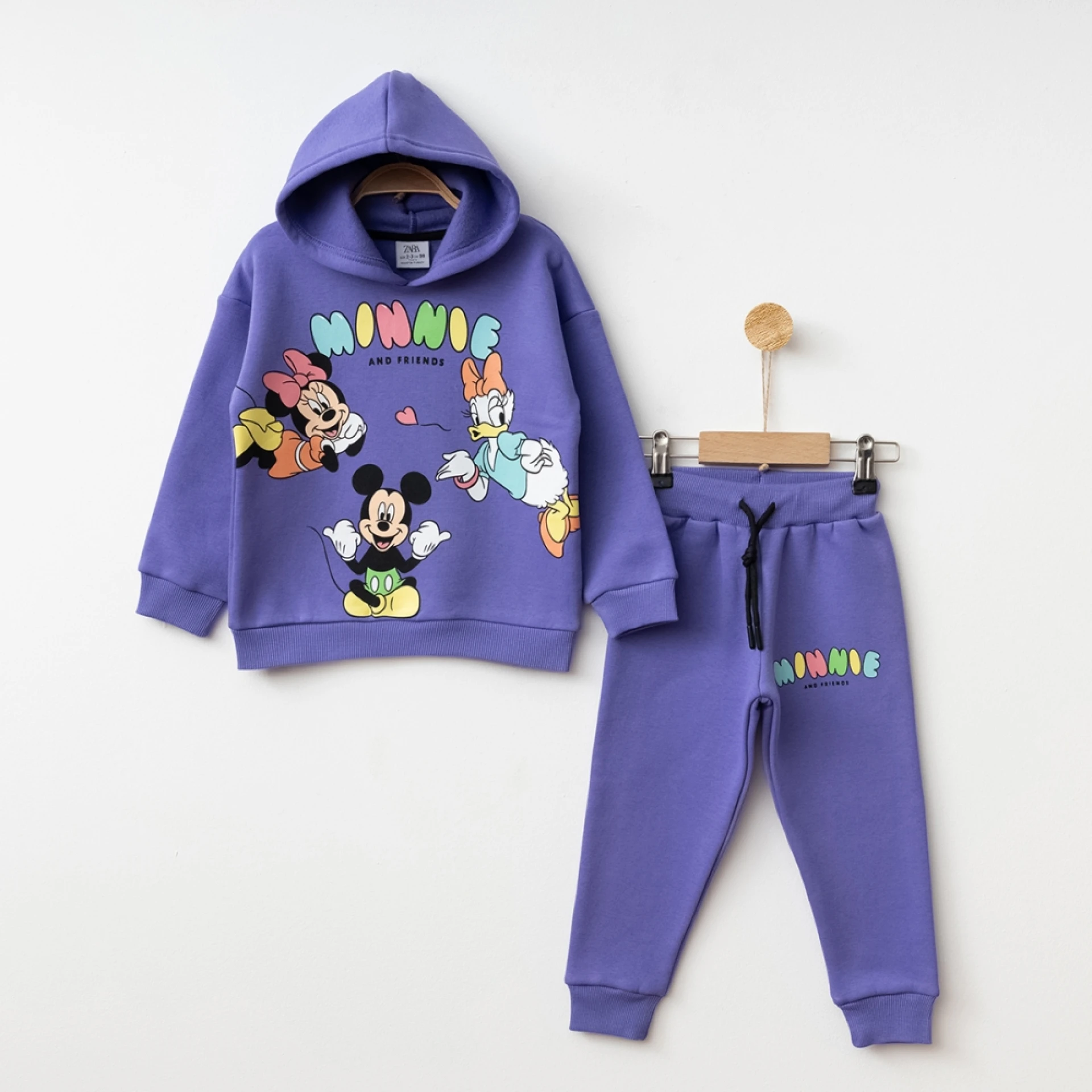 2-8 (6ad) MİNNİE DESENLI ŞARDONLU KAPŞONLU TAKIM