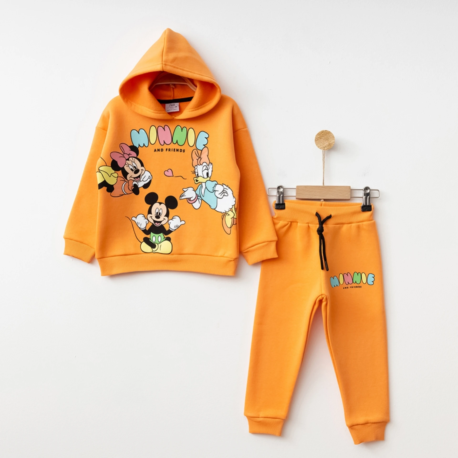 2-8 (6ad) MİNNİE DESENLI ŞARDONLU KAPŞONLU TAKIM