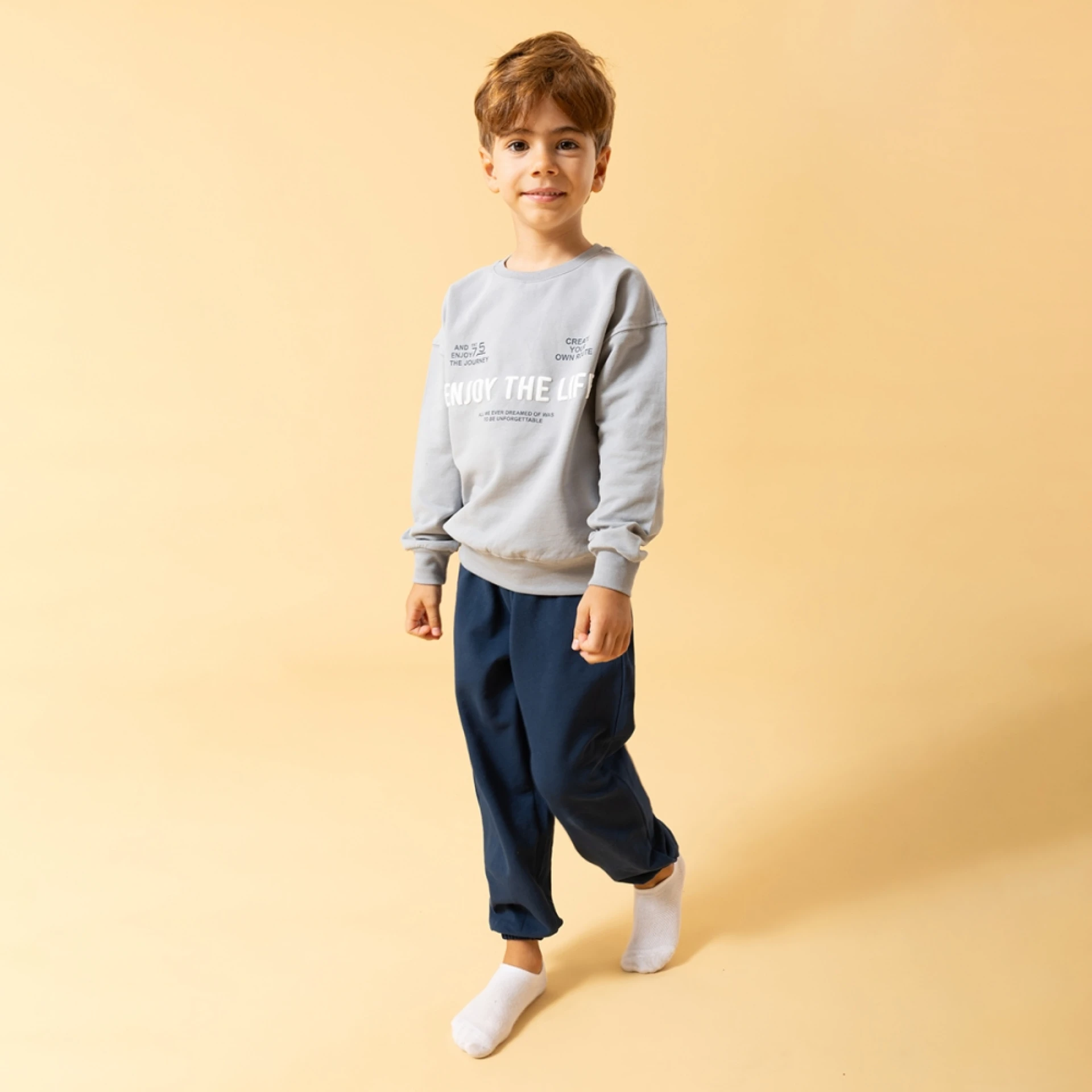 4-12 (5ad) ENJOY THE LİFE BASKI FIRÇALI EŞOFMAN TK