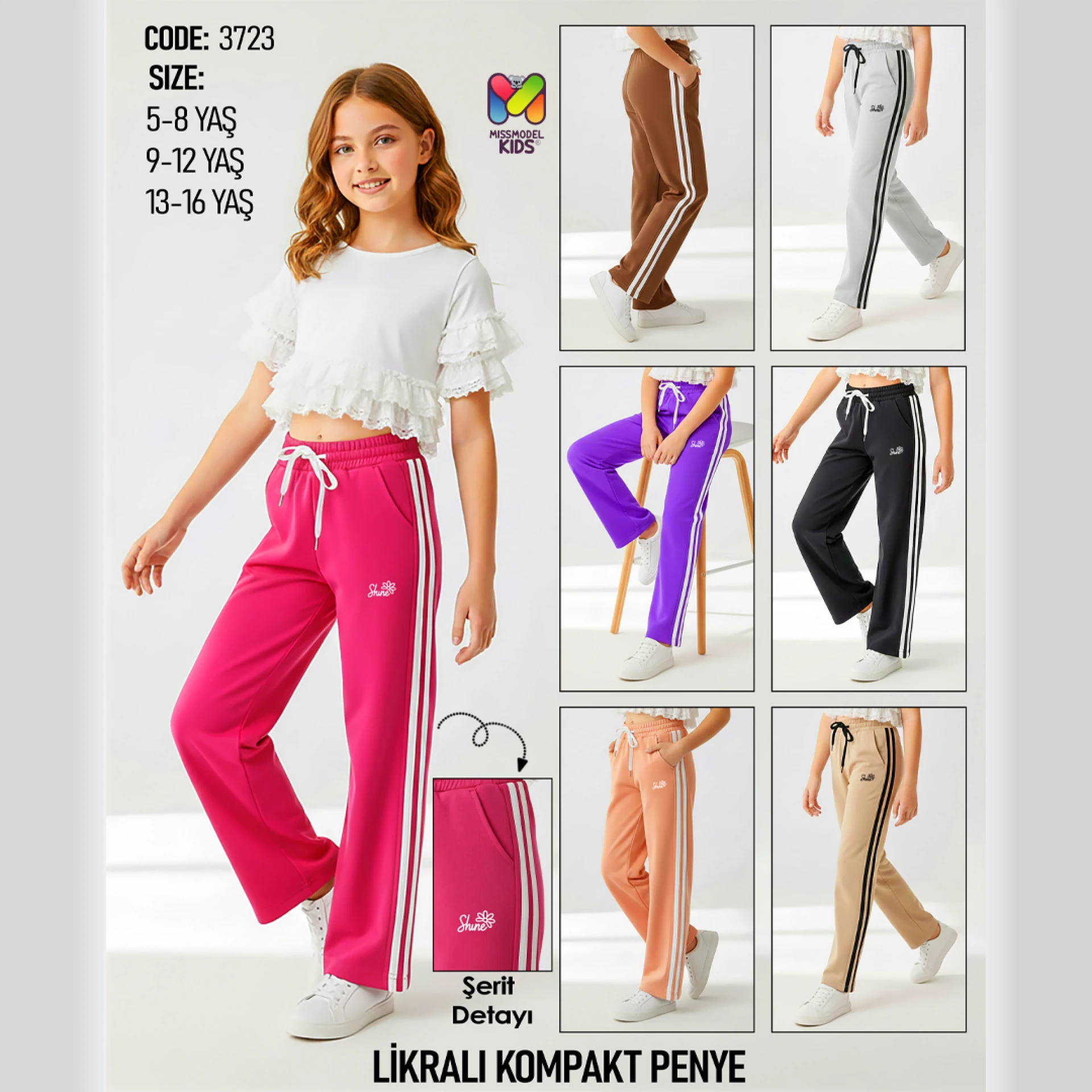 5-16 Yaş Yan Çift Şeritli Bol Paça Eşofman