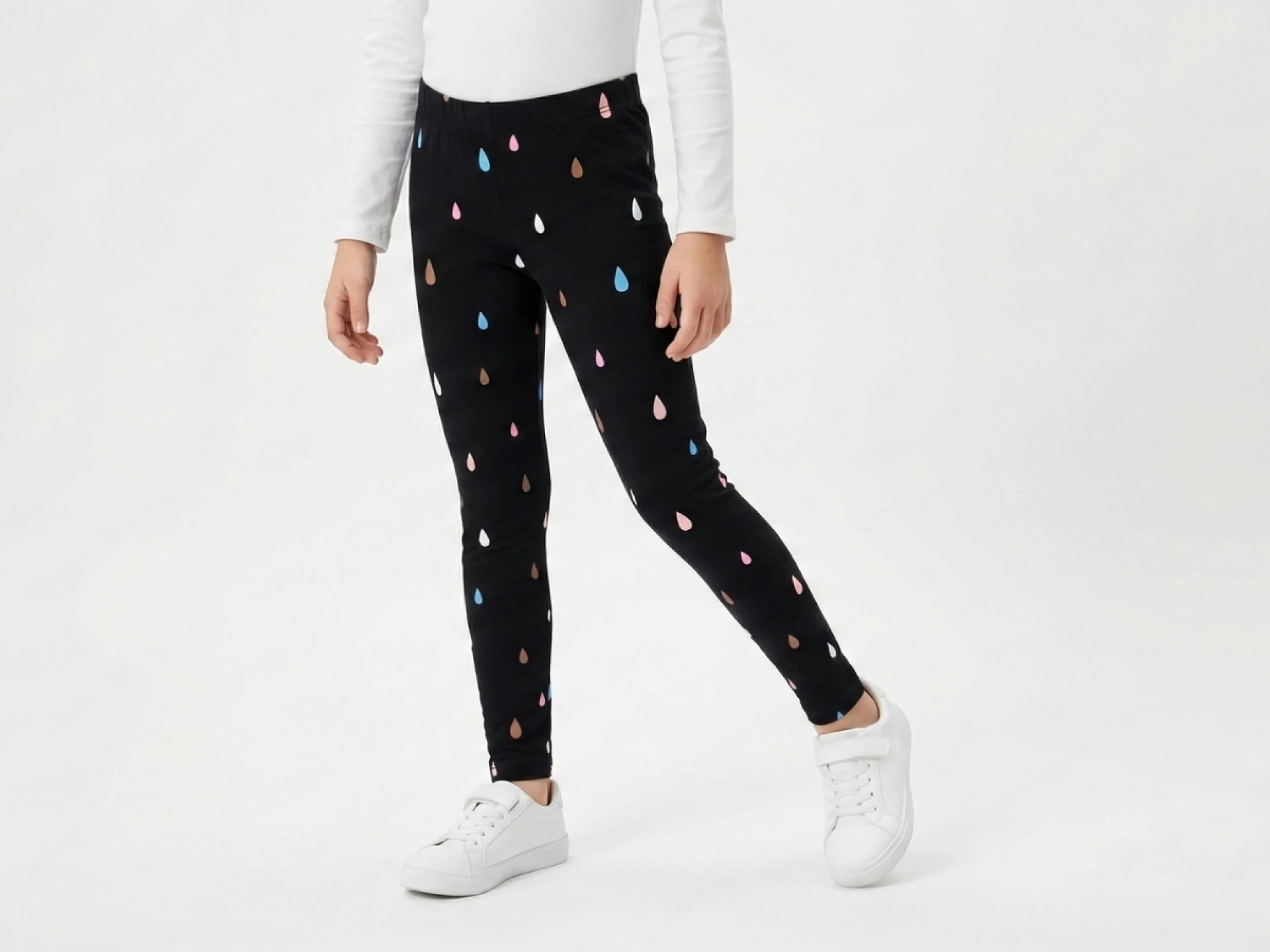 5/10 YAŞ 30/1 KOMPAK Renkli Yağmur Damlası Desenli Kız Çocuk Tayt