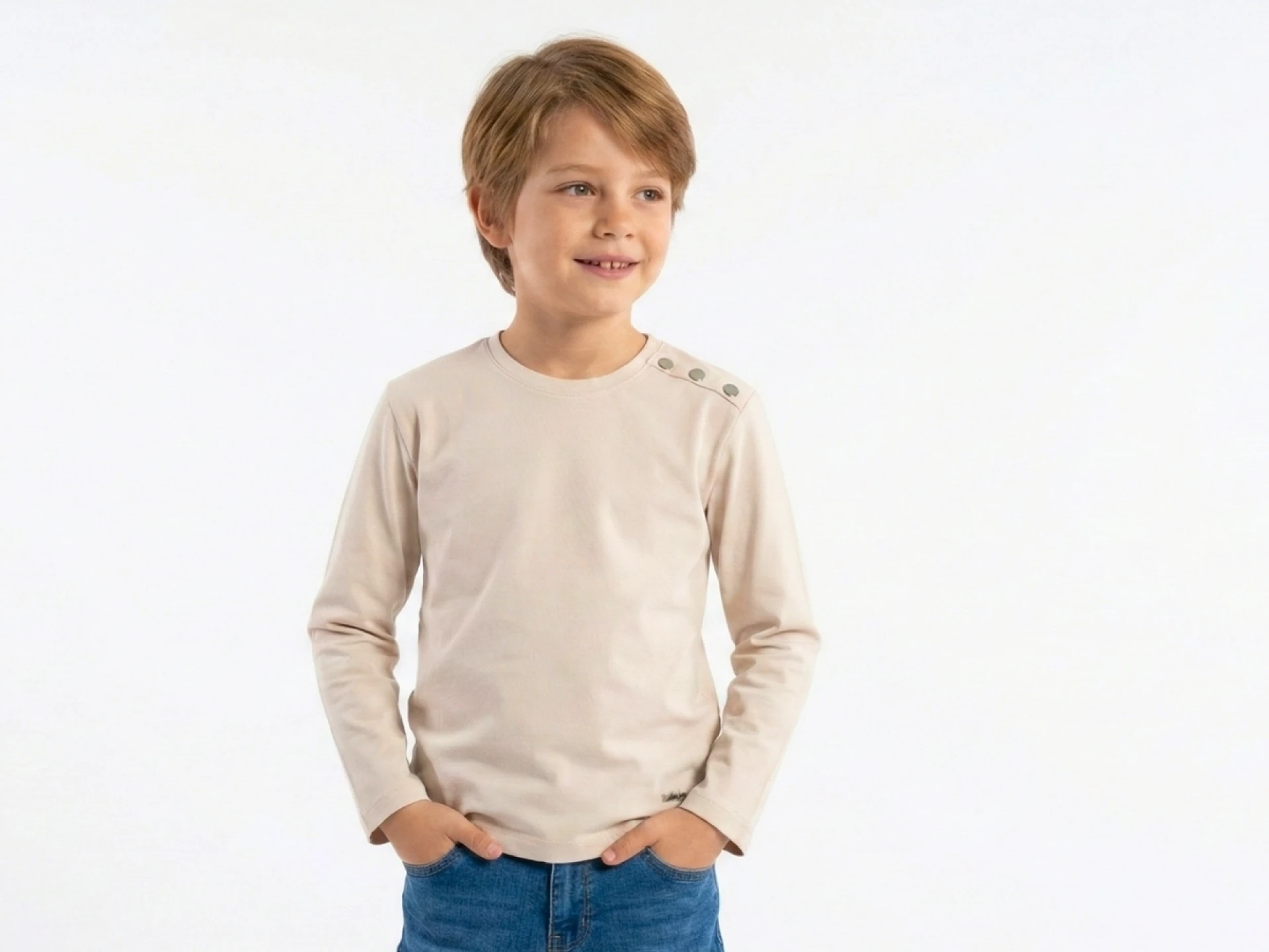 5/10 YAŞ 36/1 KOMPAKT PENYE Omuzdan Düğmeli Basic Erkek Çocuk Bluz