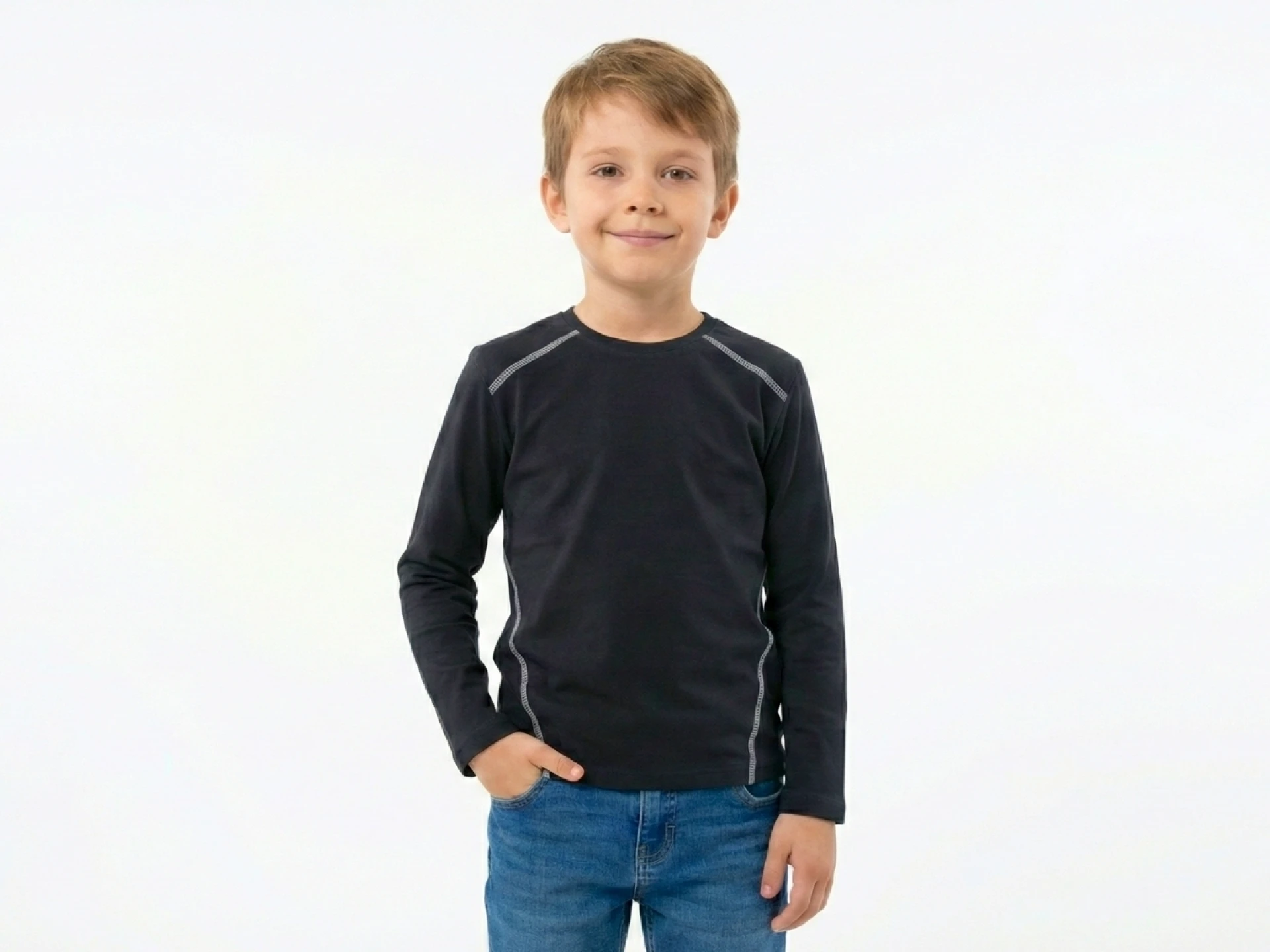 5/10 YAŞ 36/1 KOMPAKT PENYE Sportif Kontrast Dikişli Erkek Çocuk Bluz