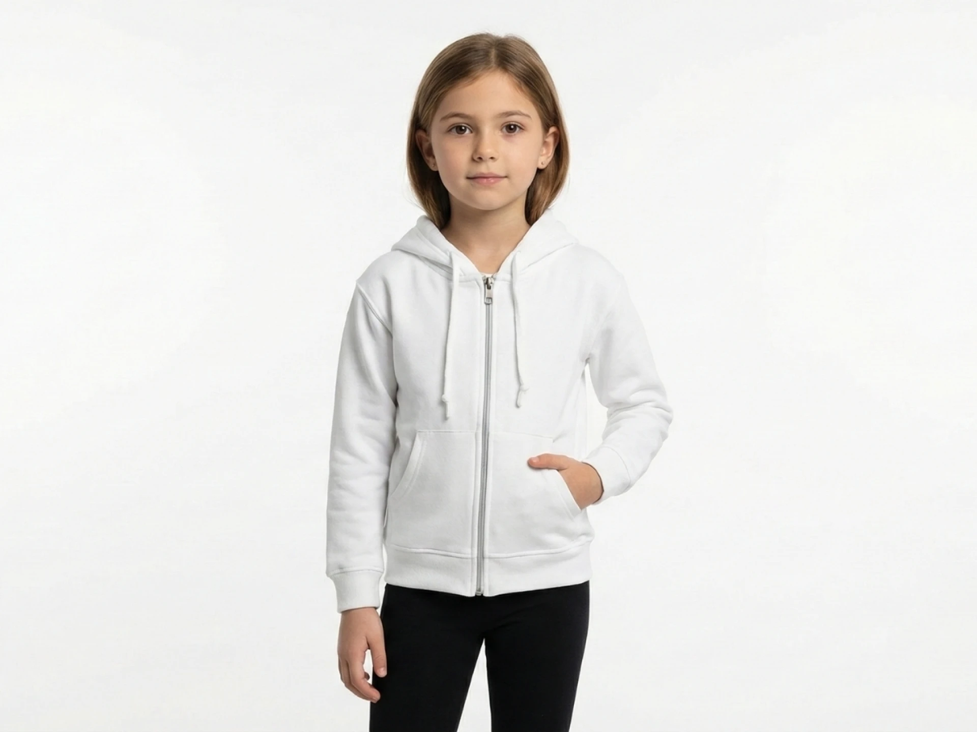 6/11 YAŞ 2 İP Basic Kapüşonlu ve Fermuarlı Kız Çocuk Hırka