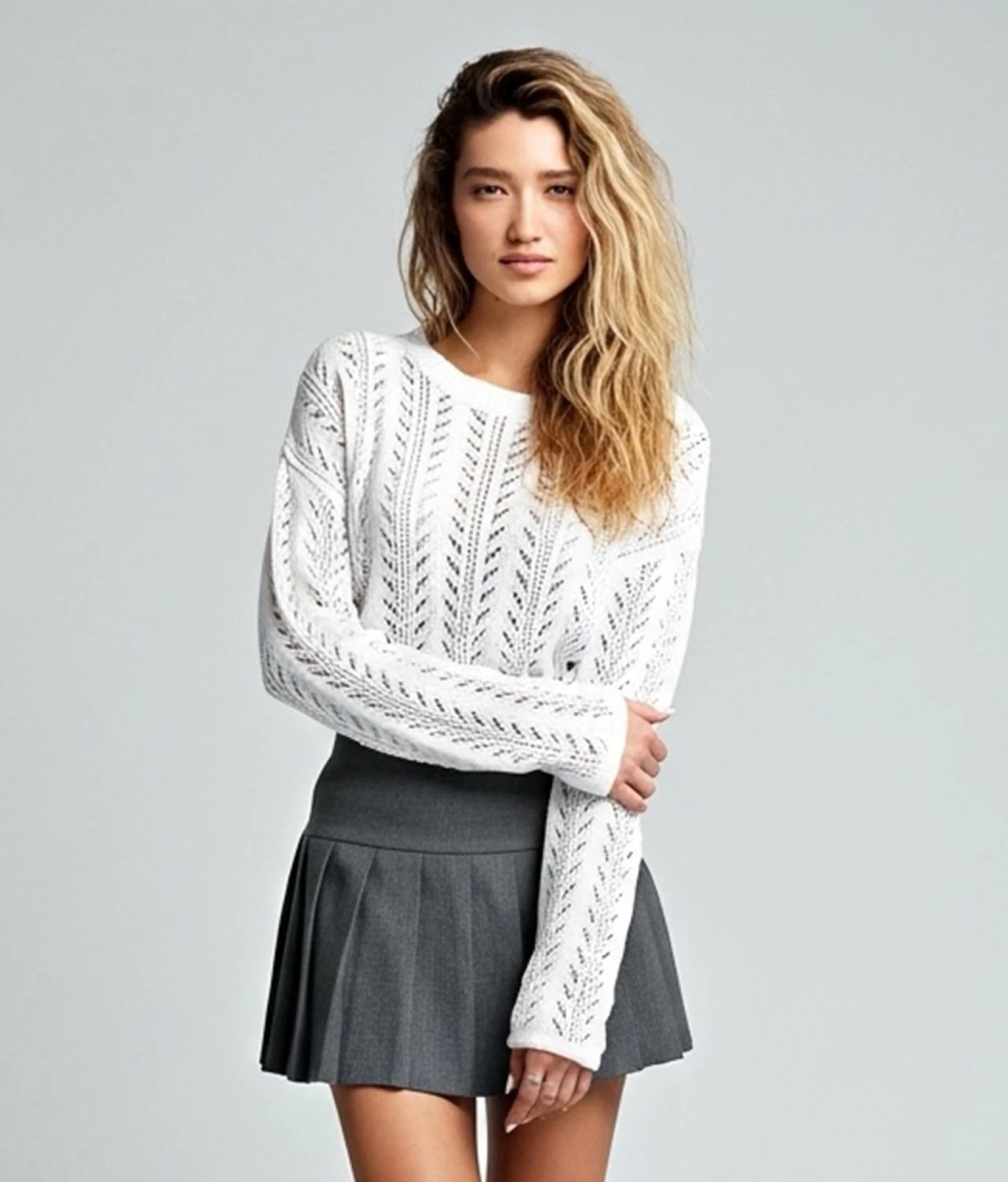 Açık Örgü Chevron Desenli Kazak