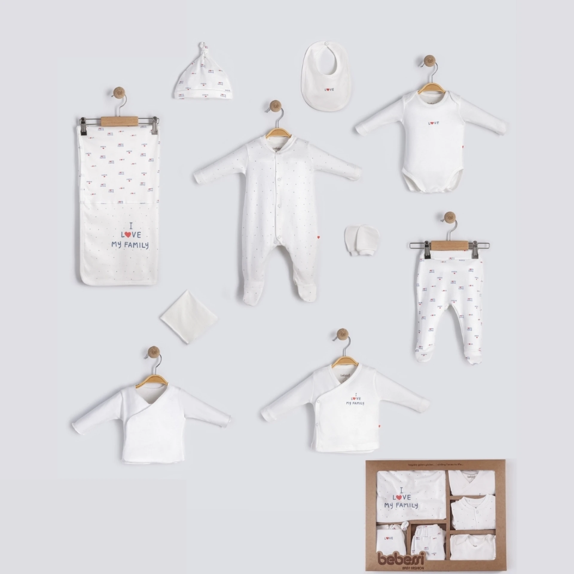 BEBESSİ KIZ 0-3 AY LOVE MY FAMILY 10LU SET