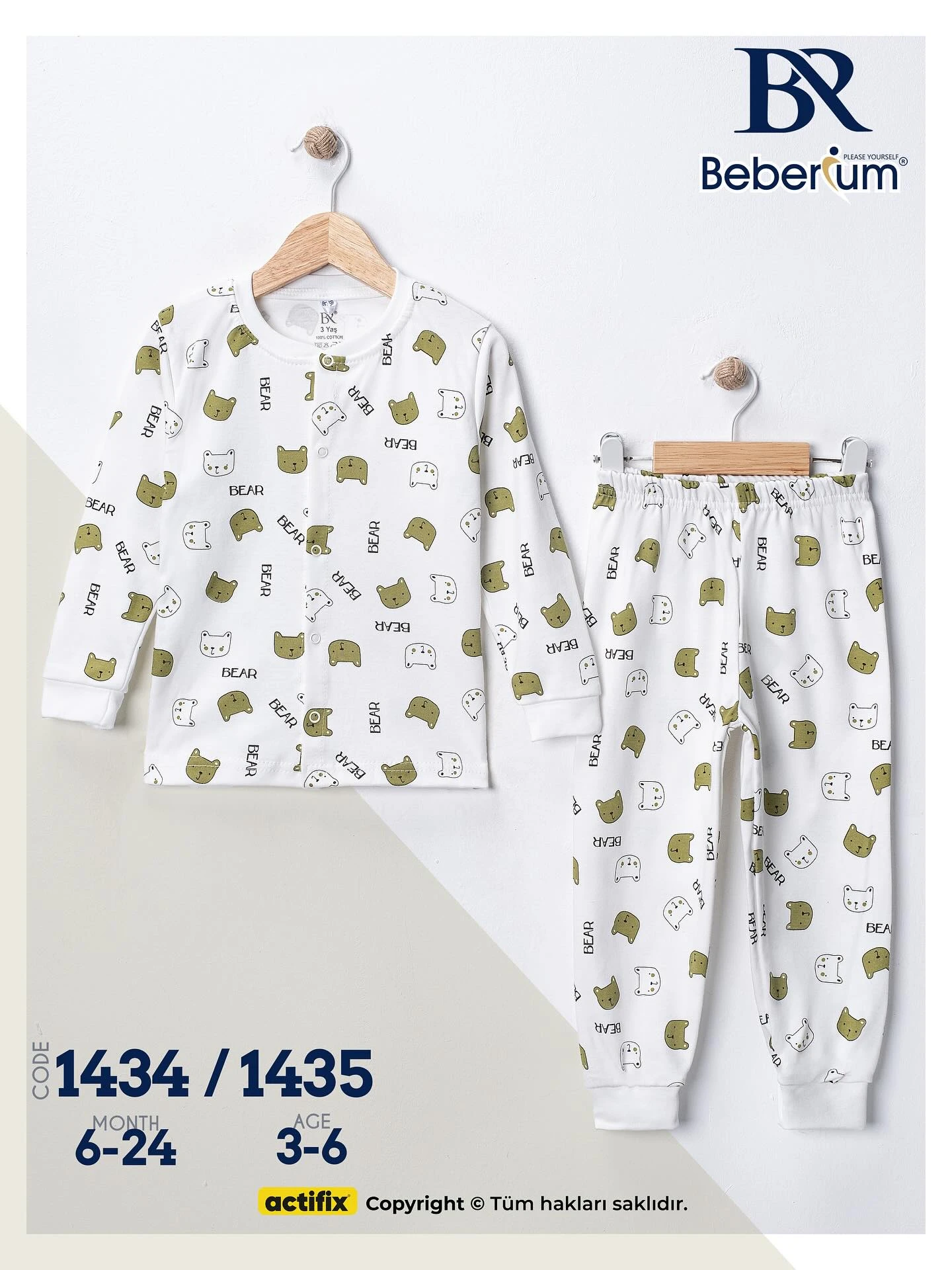 Bear Desenli Çocuk Pijaması