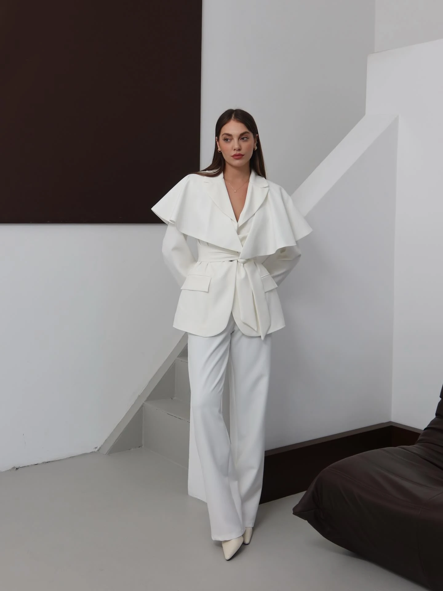 Beyaz Klasik Ceket Takımı