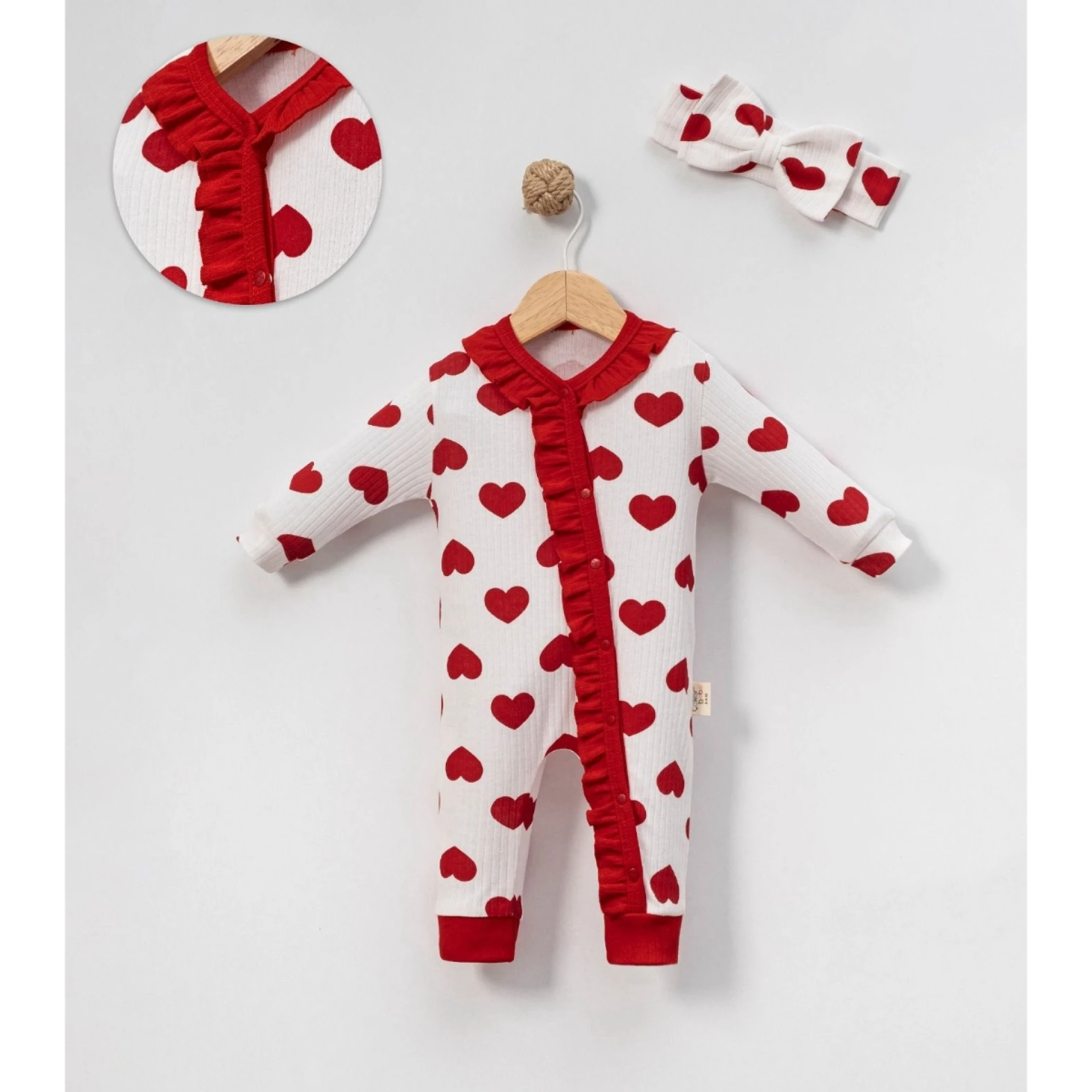 ÇAKAR BEBE KIZ 3-6-9-12 AY BÜYÜK KALPLİ FIRFIRLI TAKIM