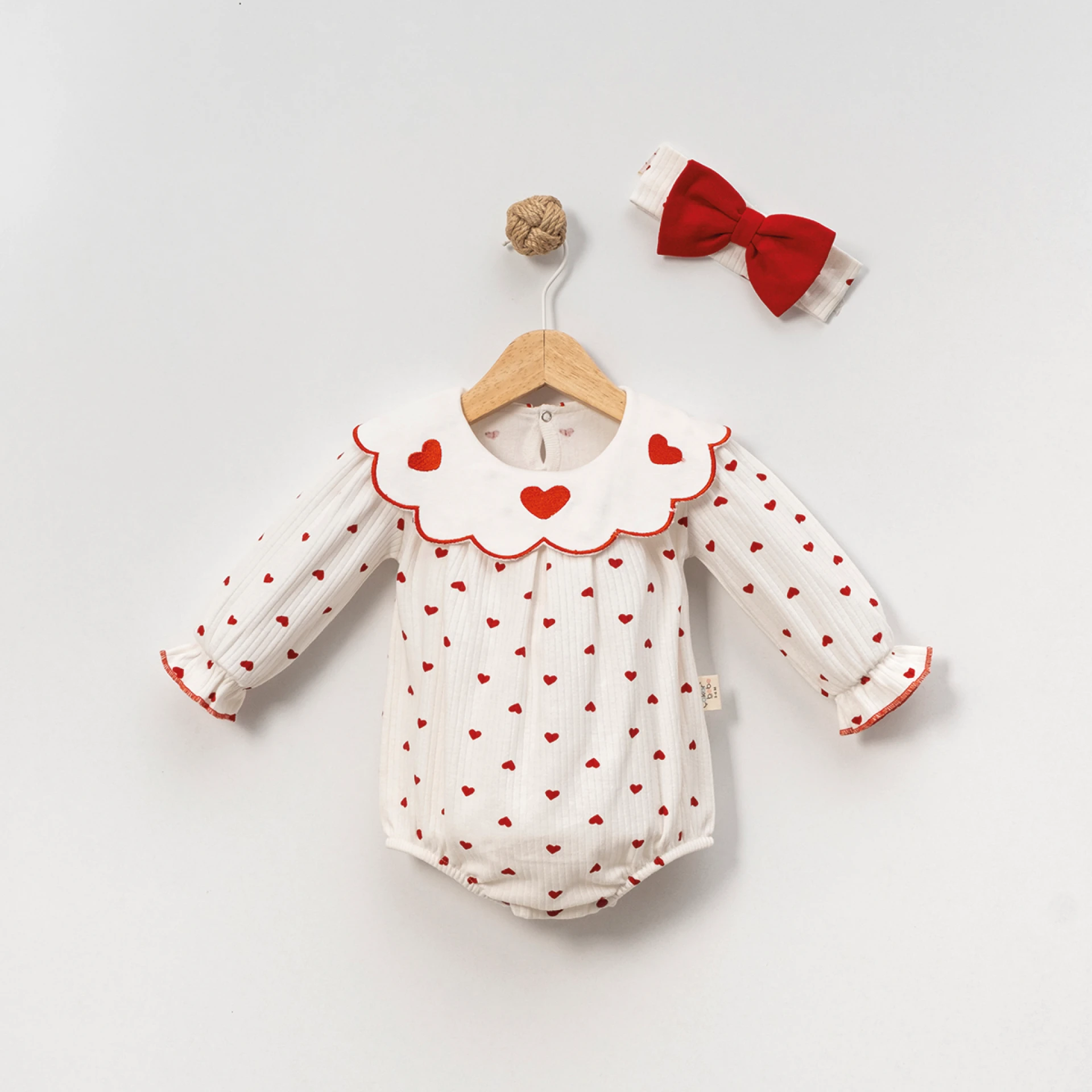 ÇAKAR BEBE KIZ 3-6-9-12 AY GENİŞ YAKALI ROMPER