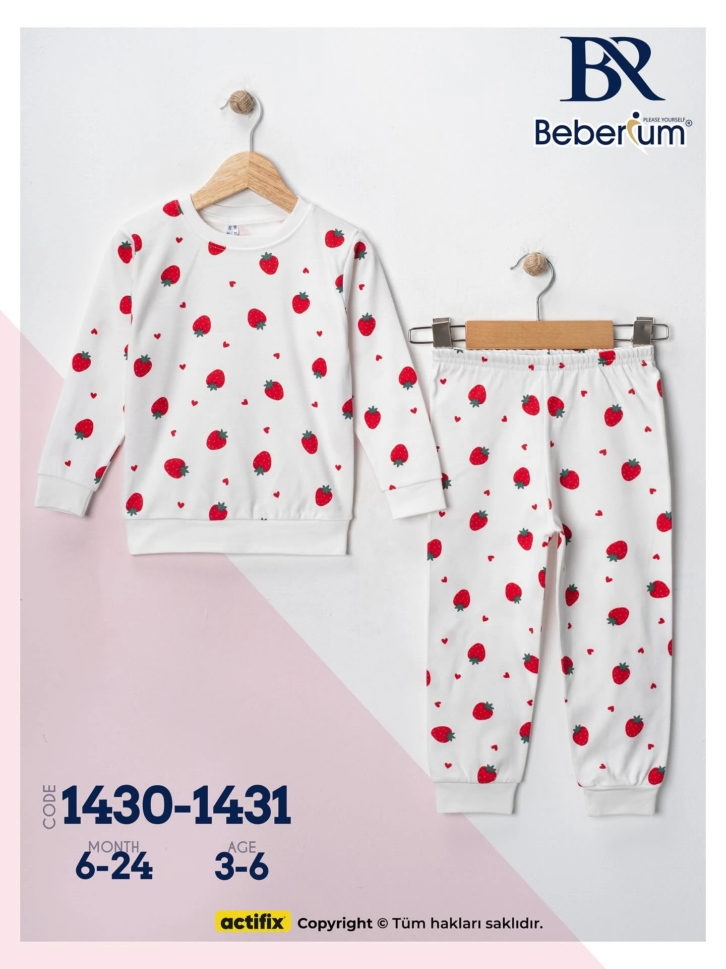 Çilek Desenli Pijama Takımı