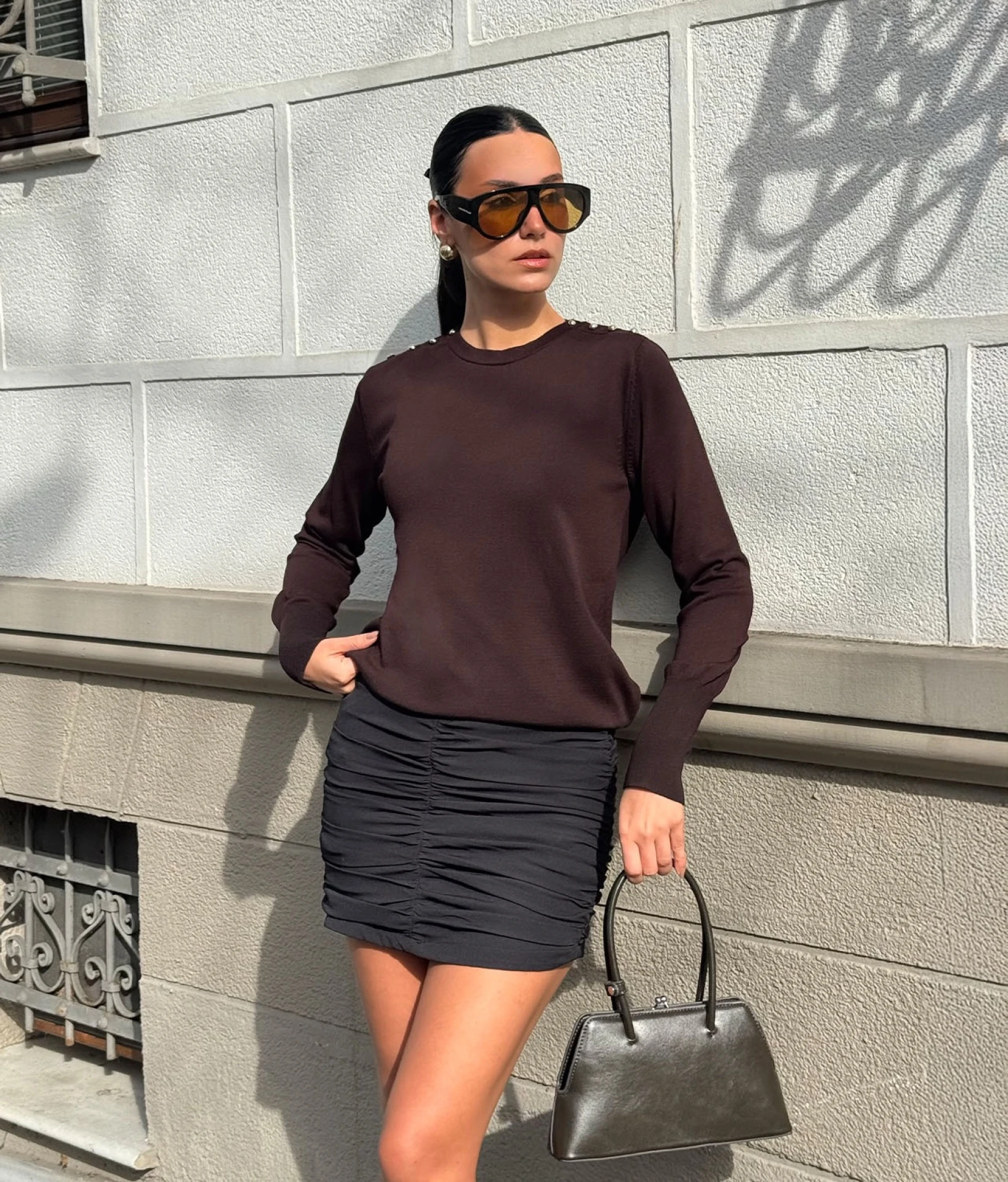 Düğme Detaylı Triko Kazak