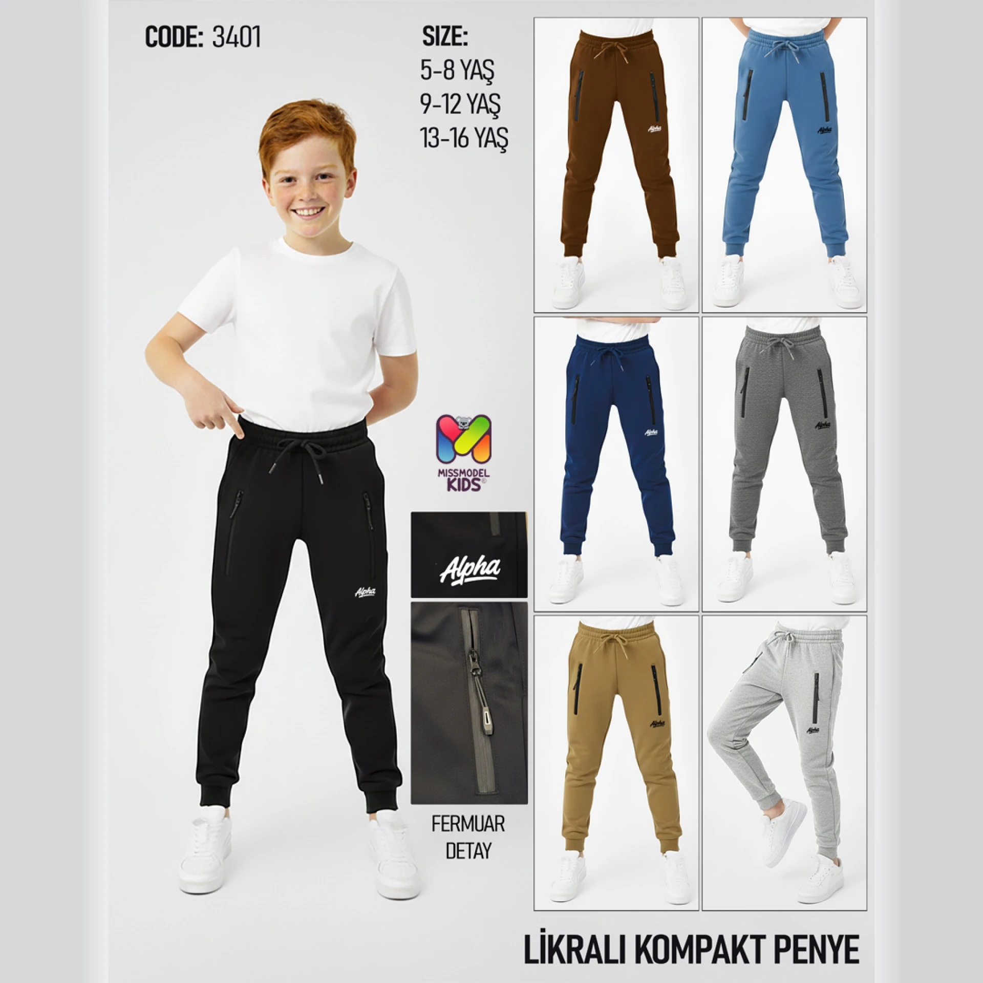 Fermuarlı Alpha Baskılı Eşofman Altı