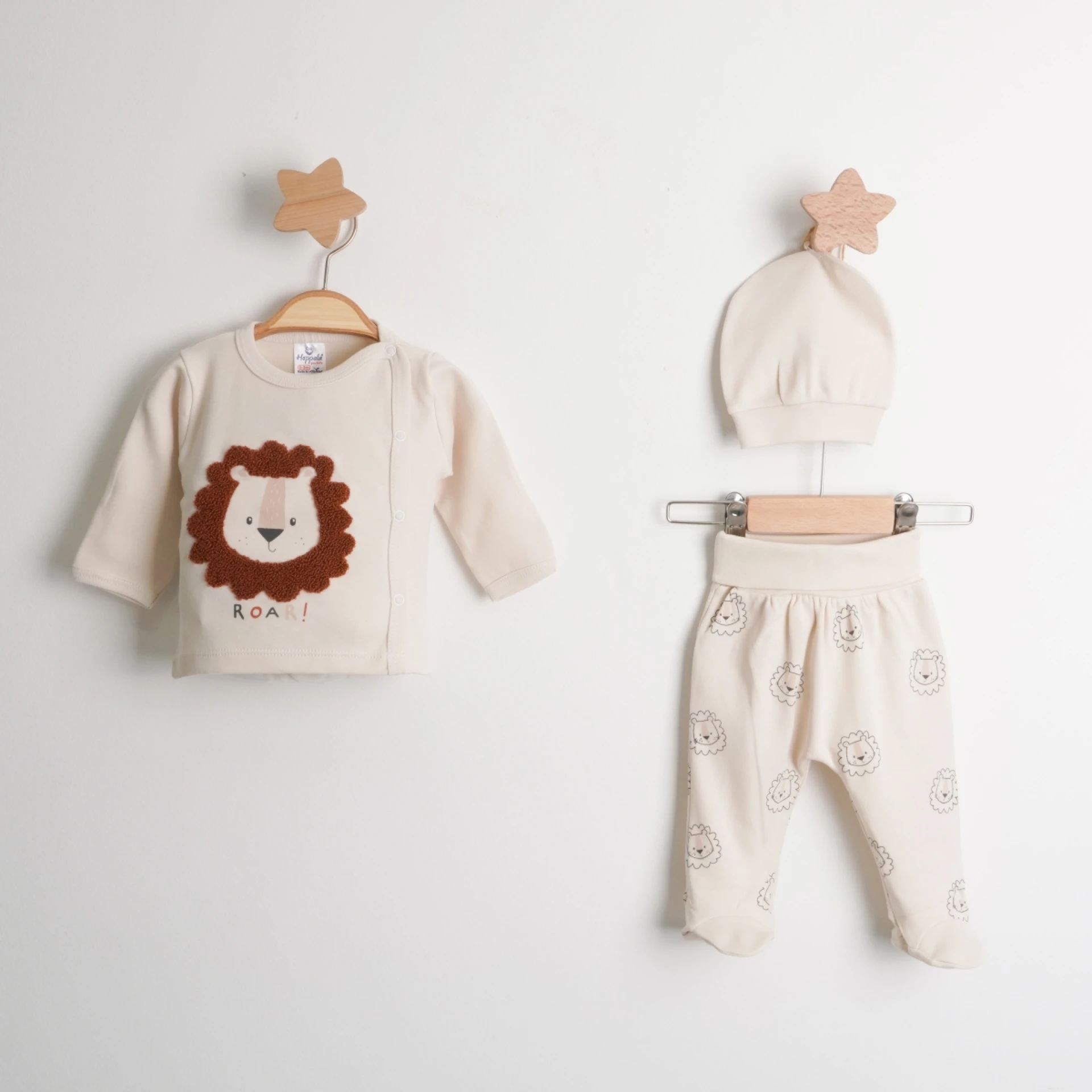 Hoppala 4073 Lion Süzene Nakışlı Erkek Eldivenli Zıbın Takımı