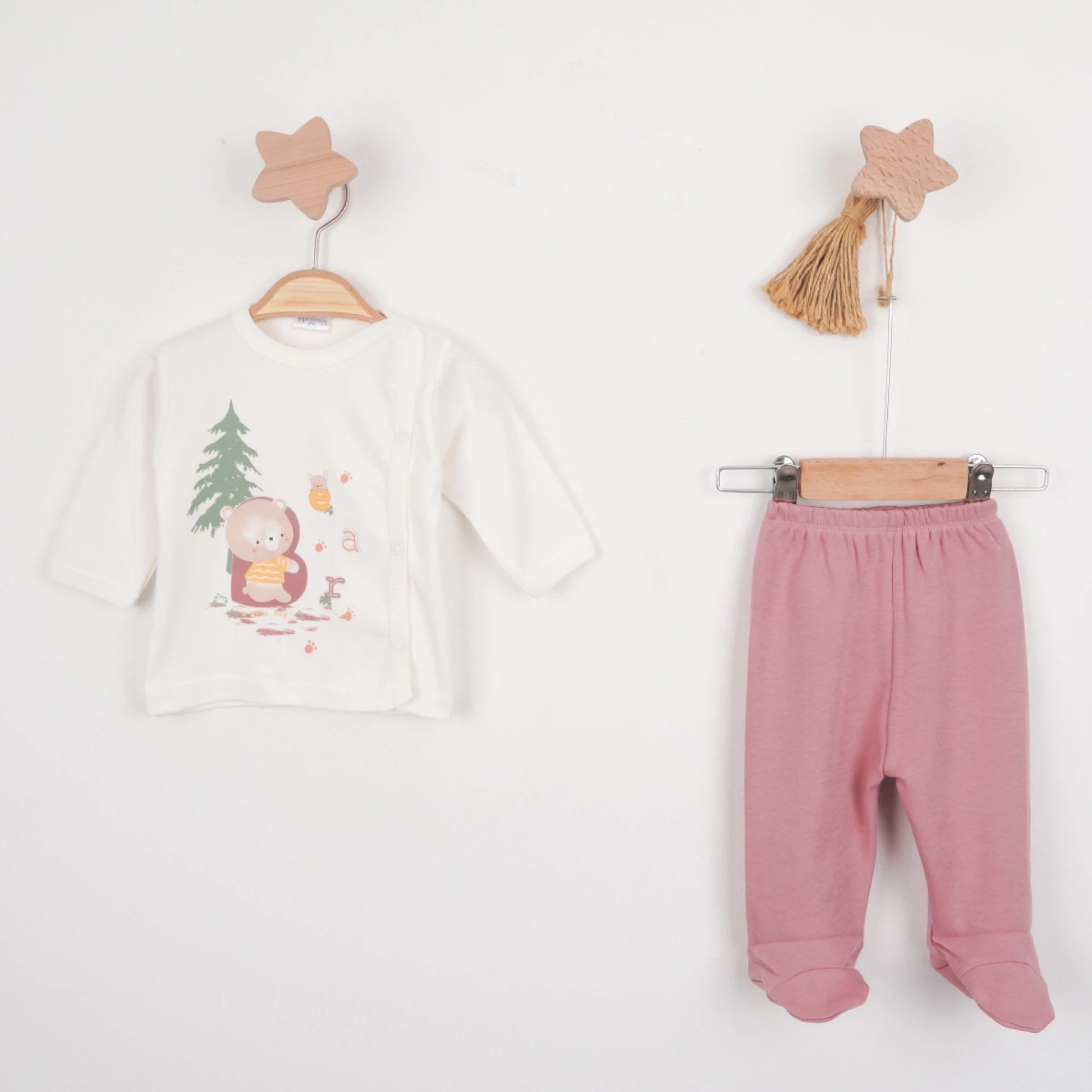 Hoppala 4433 0-3 Ay Bear Baskılı Patikli Zıbın Takımı