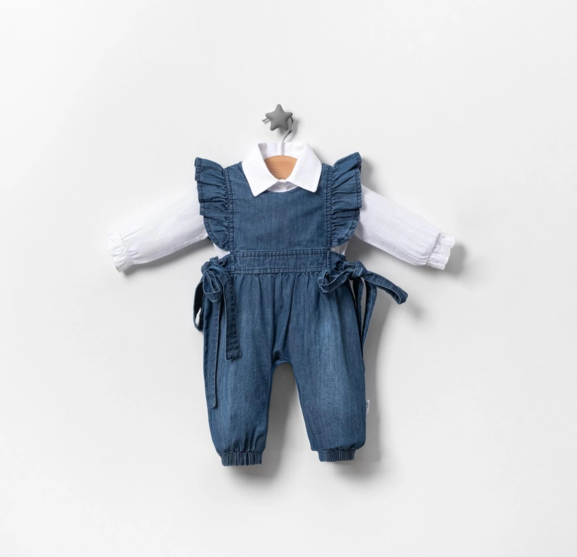 JOLLY JOY KIZ BEBE DENİM SALOPET 3-6-9 AY