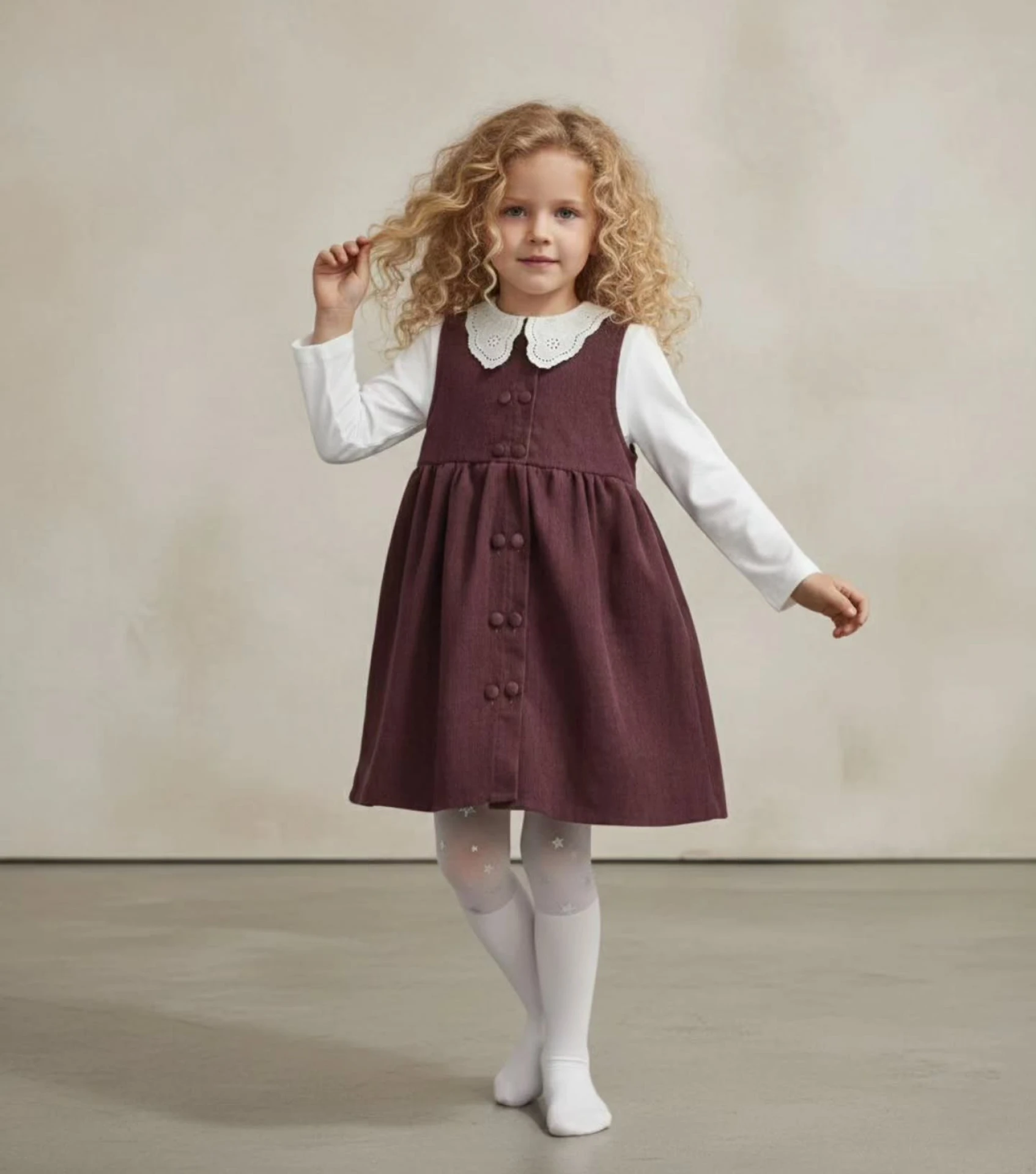 Kahverengi Düğmeli Elbise