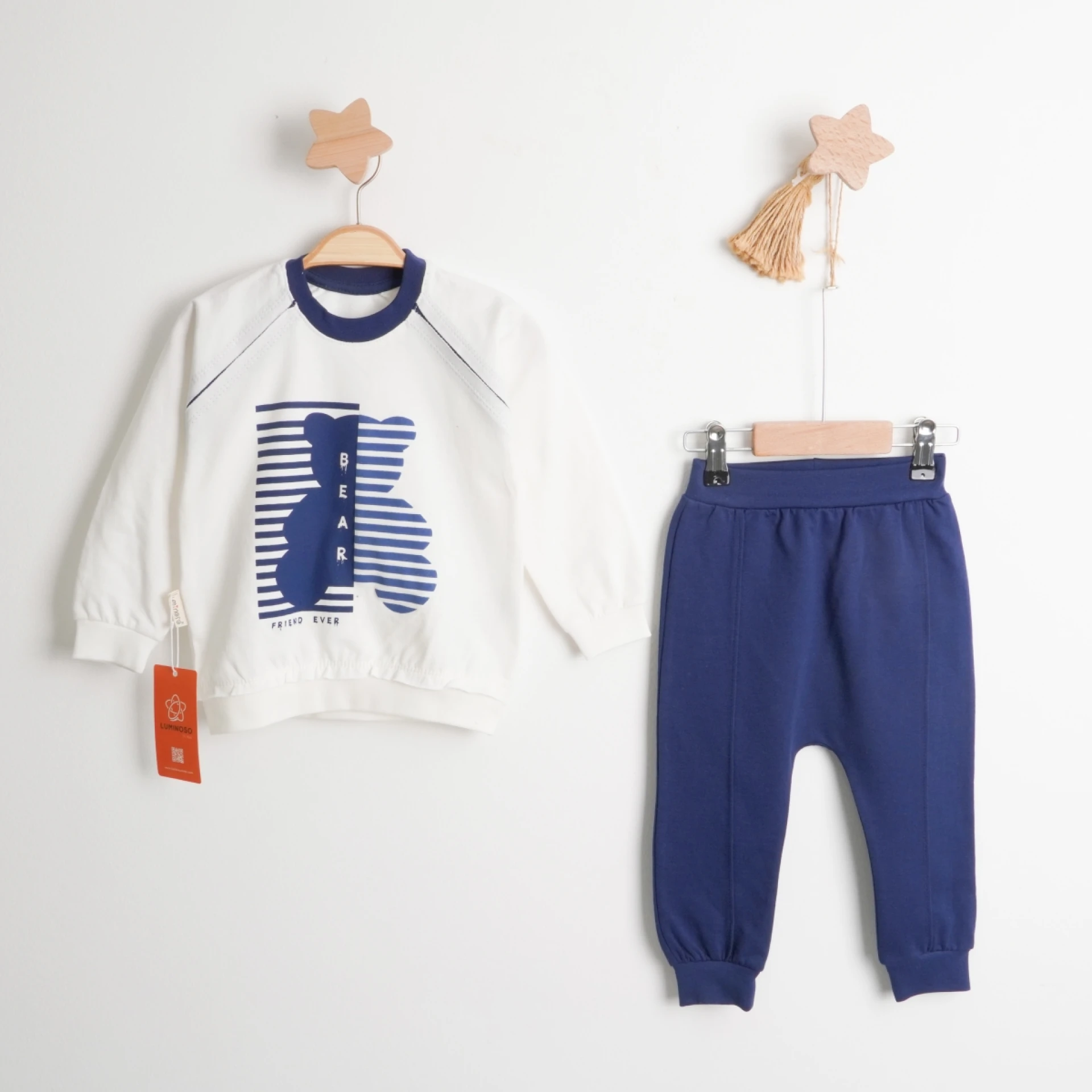 Luminoso 4257 1-2-3 Yaş Bear Kabartma Baskılı Erkek İkili Takım