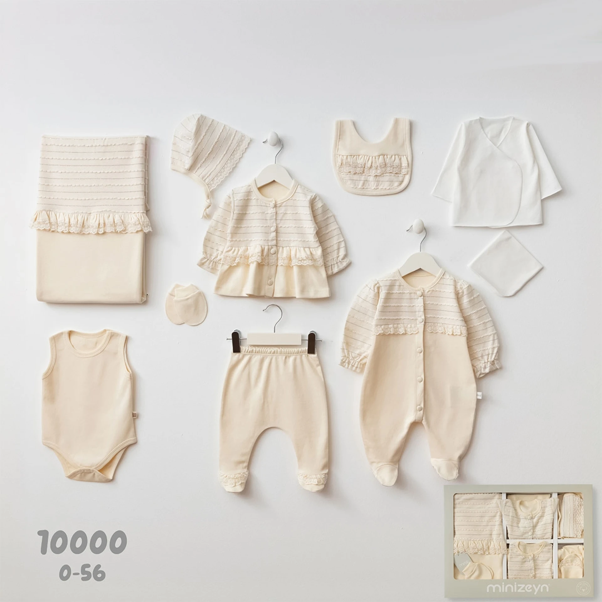 MİNİZEYN KIZ 0-3 AY SİM DETAYLI 10LU SET