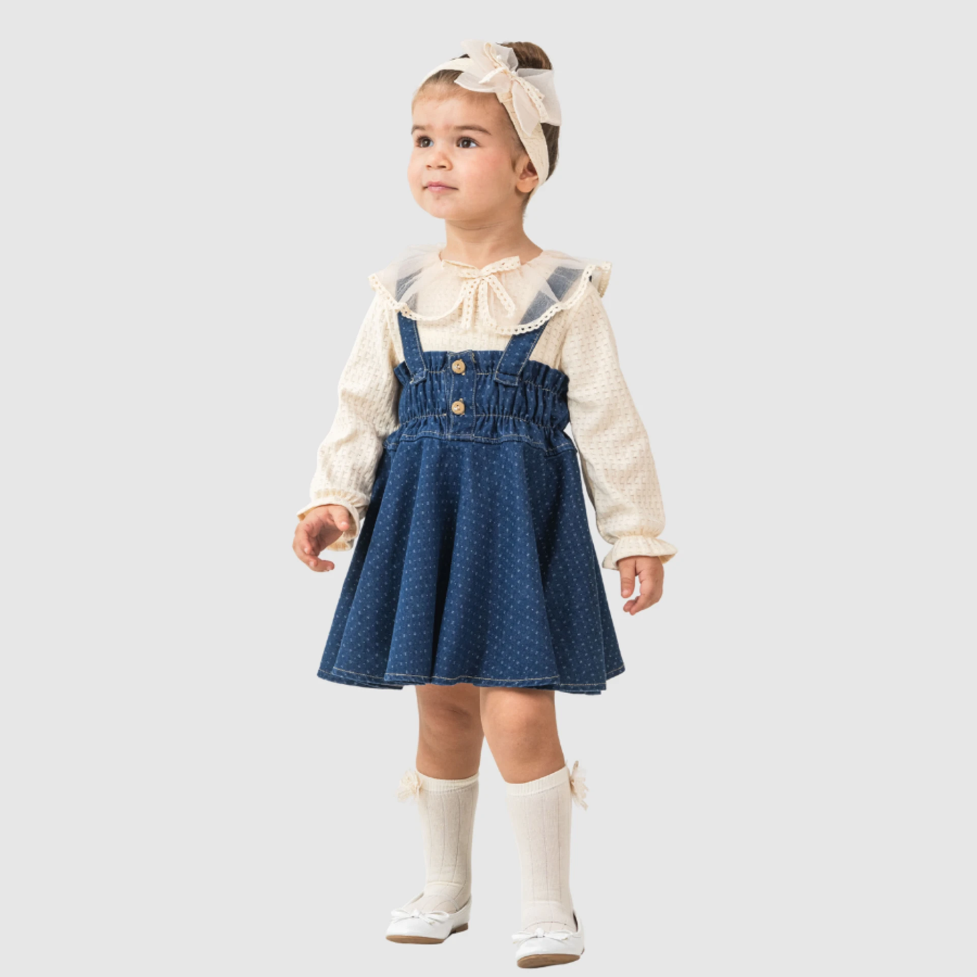 PRENSES DENİM ELBİSE 3'LÜ TAKIM 