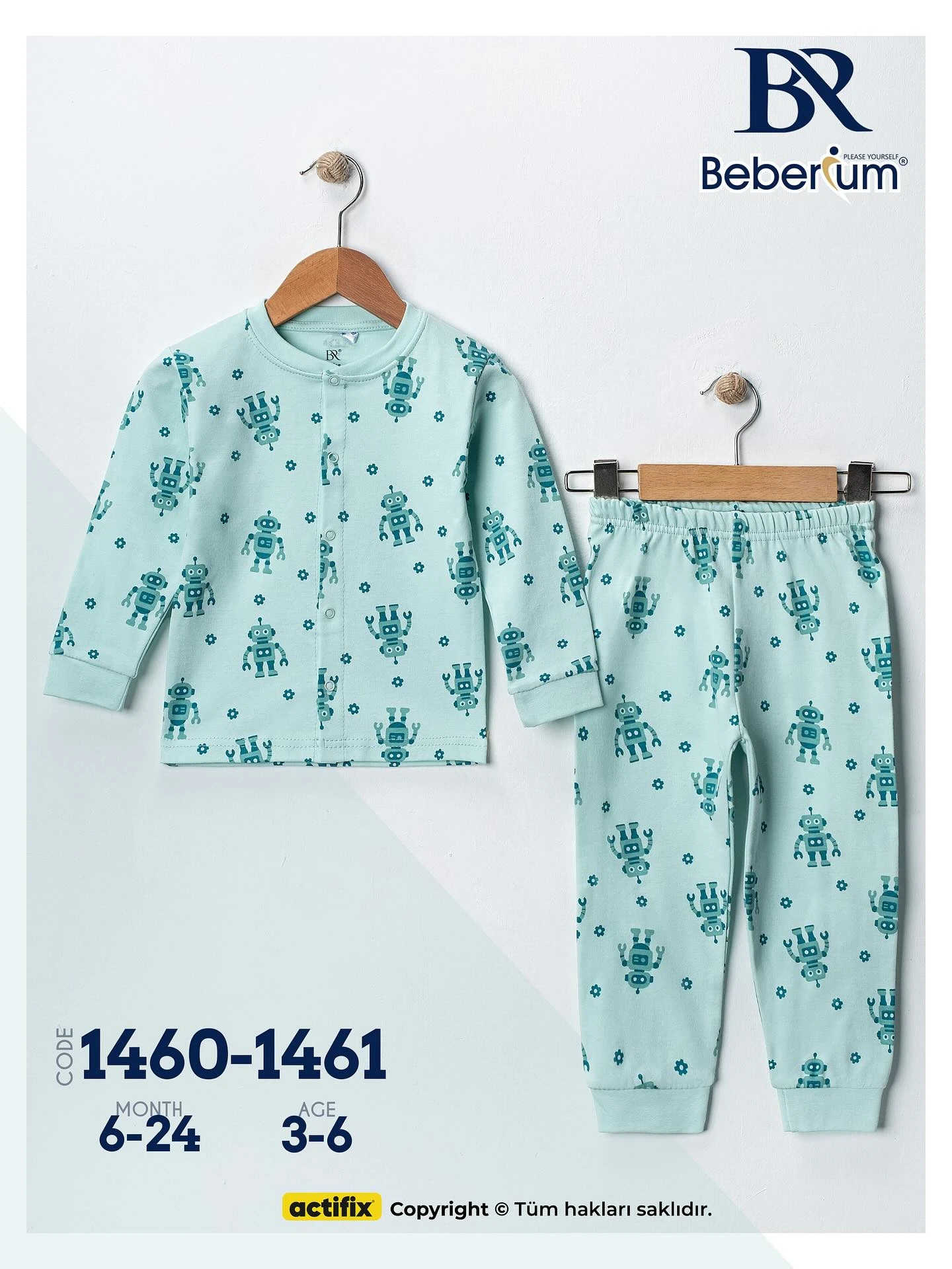 Robot Desenli Pijama Takımı