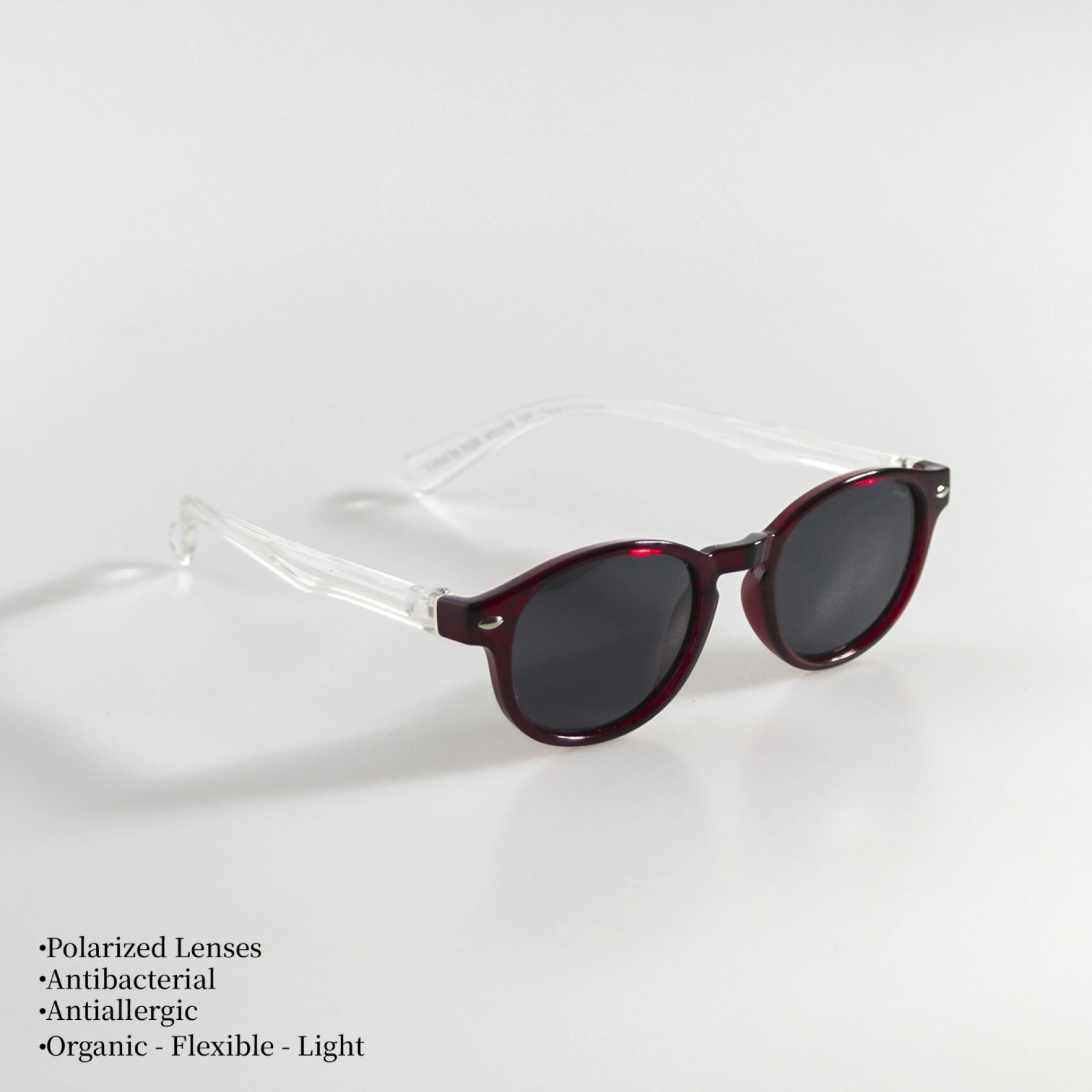 UNISEX BEBEK ÇOCUK GÜNEŞ GÖZLÜĞÜ  POLARIZED - BORDO ÇERÇEVE ŞEFFAF SAP