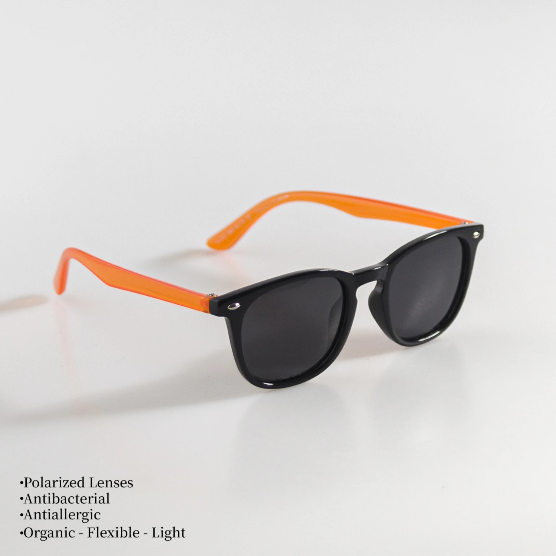 UNISEX BEBEK ÇOCUK GÜNEŞ GÖZLÜĞÜ  POLARIZED - SİYAH ÇERÇEVE TURUNCU SAP