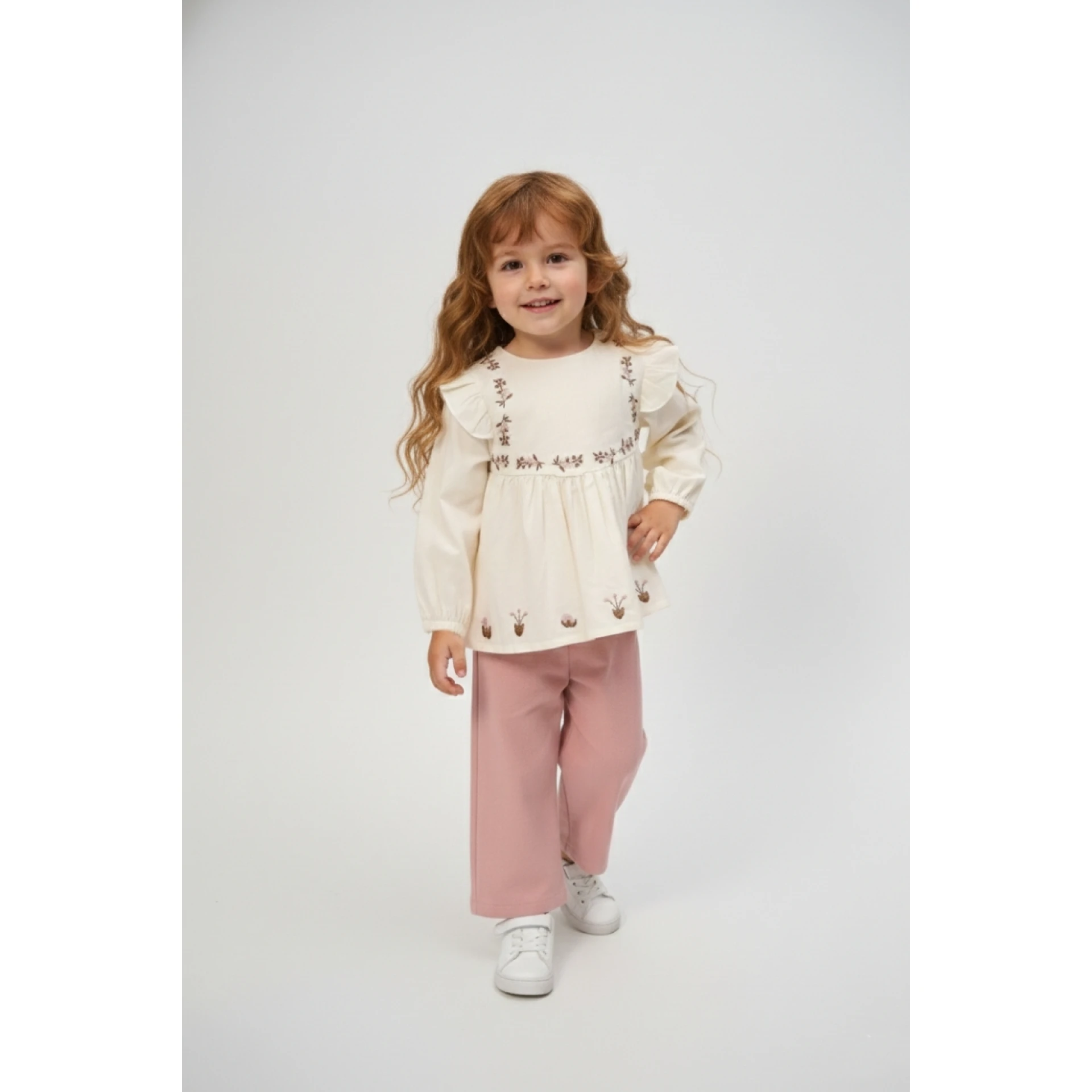 VOVİDO KIZ 9-24 AY ÇİÇEK NAKIŞLI 2Lİ TAKIM