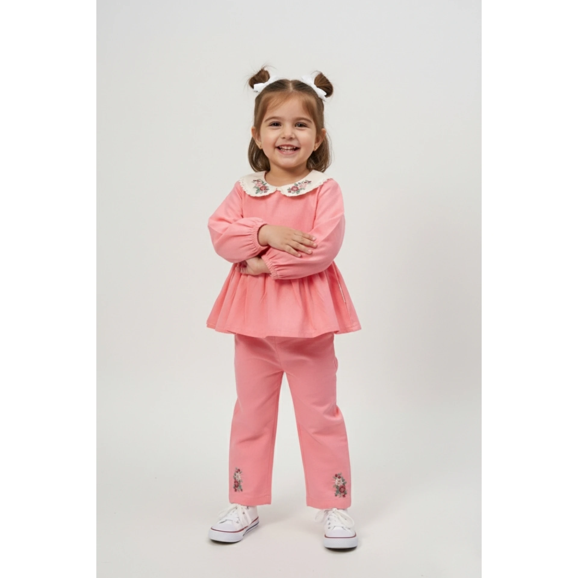 VOVİDO KIZ 9-24 AY GÜL DETAYLI 2Lİ TAKIM