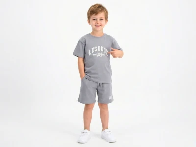 2/7 YAŞ 36/1 KOMPAKT PENYE "Les Deux" Kolej Baskılı Erkek Çocuk Şortlu Takım