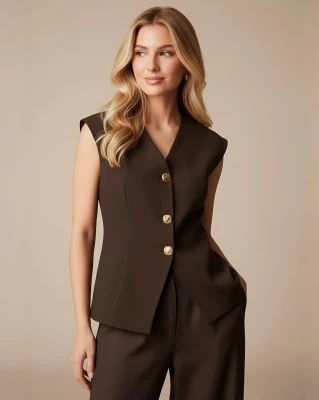 3 Düğme Yelek (Tok Kumaş)