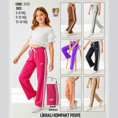 5-16 Yaş Yan Çift Şeritli Bol Paça Eşofman