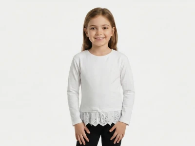 5/10 YAŞ 30/1 KOMPAK Eteği Fisto Detaylı ve Bağcıklı Kız Çocuk Okulluk Bluz