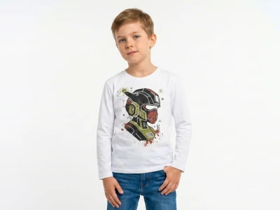 5/10 YAŞ 36/1 KOMPAKT PENYE "AI War" Robot Baskılı Erkek Çocuk Bluz