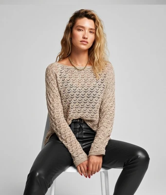 Açık Dikişli V Desenli Kazak