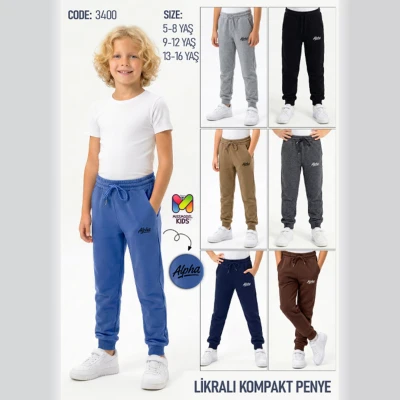 Alpha Baskılı Likralı Kompakt Penye Eşofman