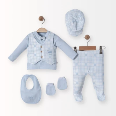 BEBESSİ ERKEK 0-3 AY BABY KING KUTULU 5Lİ SET