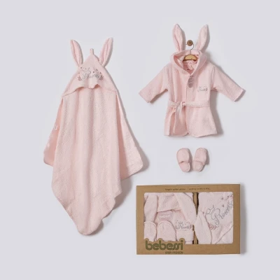 BEBESSİ KIZ 0-12 AY PRINCESS KUTULU BORNOZ SET