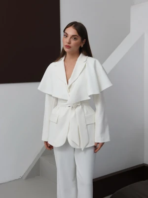 Beyaz Kısa Kol Blazer Ceket