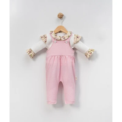 ÇAKAR BEBE KIZ 3-6-9-12 AY FIRFIR YAKA ÇİÇEK BASKLI TULUM