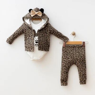 COŞAY BEBE KIZ 3-6-9 AY LEOPARLI ZIBINLI 3LÜ TAKIM