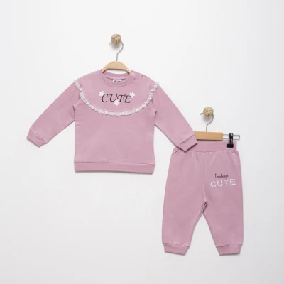 CUTE BASKILI İKİLİ EŞOFMAN TAKIM