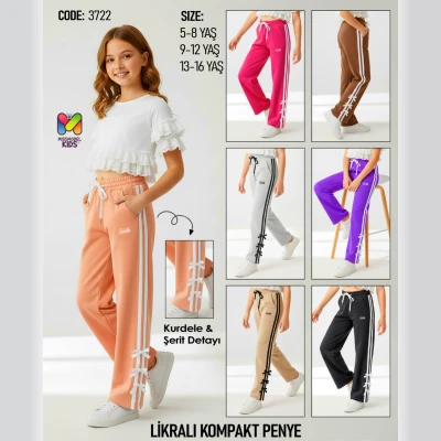 Çift Şeritli Kurdele Detaylı Eşofman Altı