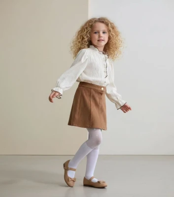 Çocuk Fırfırlı Bluz ve Etek Seti