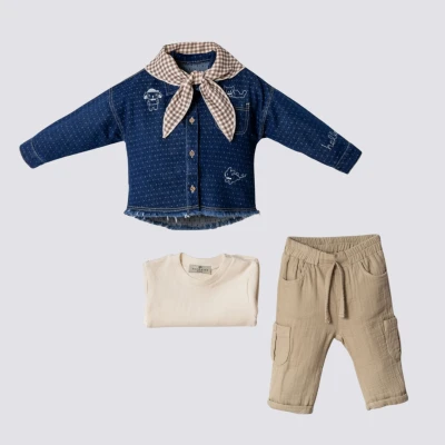 FULARLI ERKEK DENİM TAKIM 