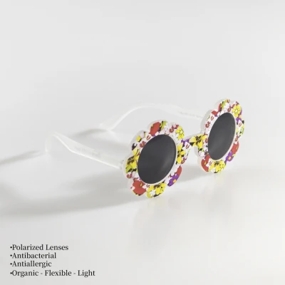KIZ BEBEK ÇOCUK GÜNEŞ GÖZLÜĞÜ  POLARIZED - PAPATYA ÇİÇEKLİ ÇERÇEVE ŞEFFAF SAP